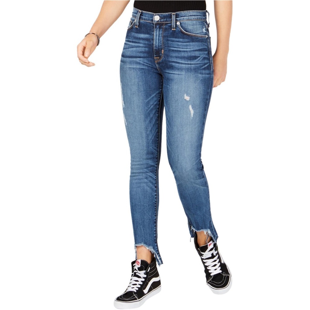 Hudson Womens Barbara‎  distressed Raw Hem Skinny Fit Jeans Style # WHAR407DLQ